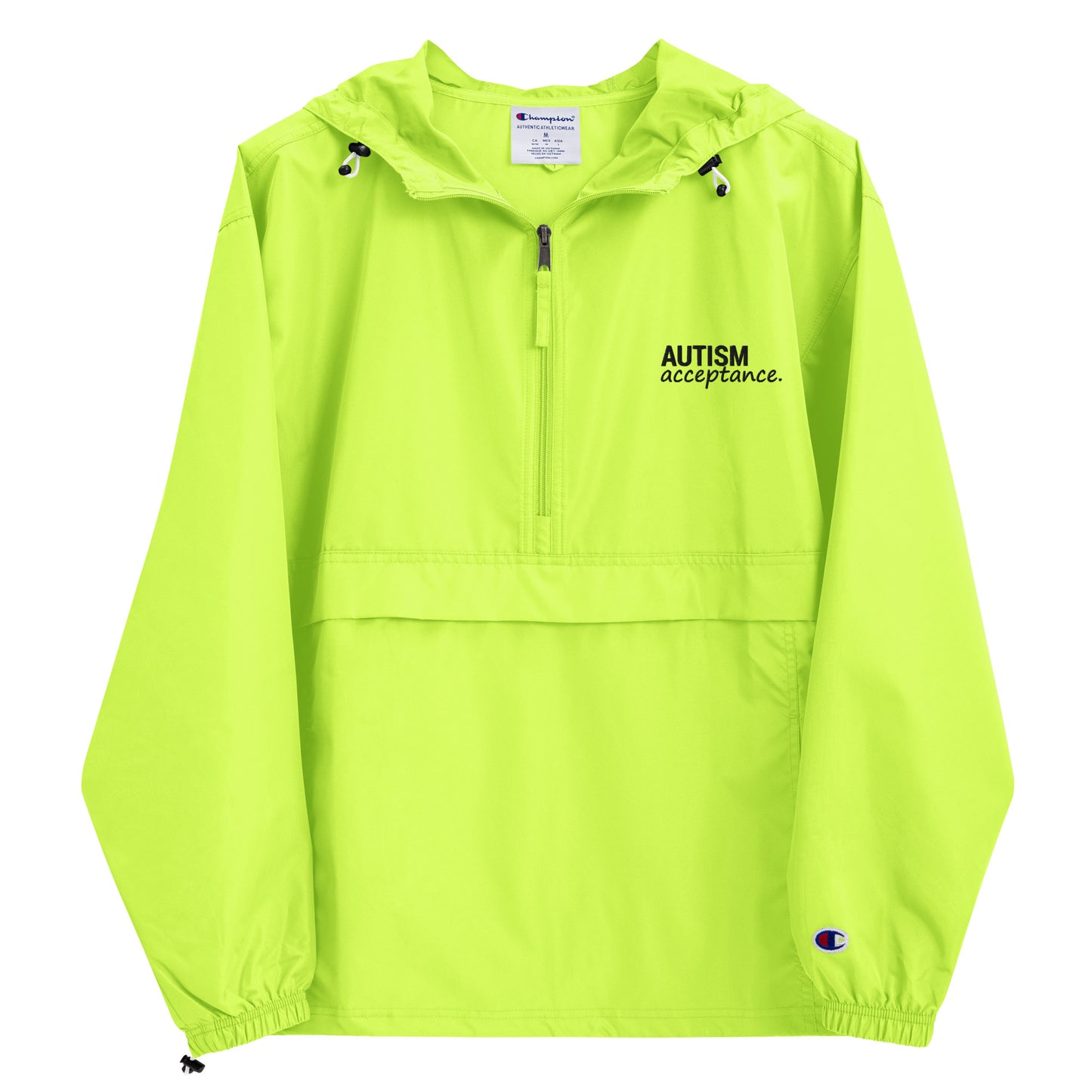 Autism Acceptance Embroidered Champion Jacket (Safety Green)