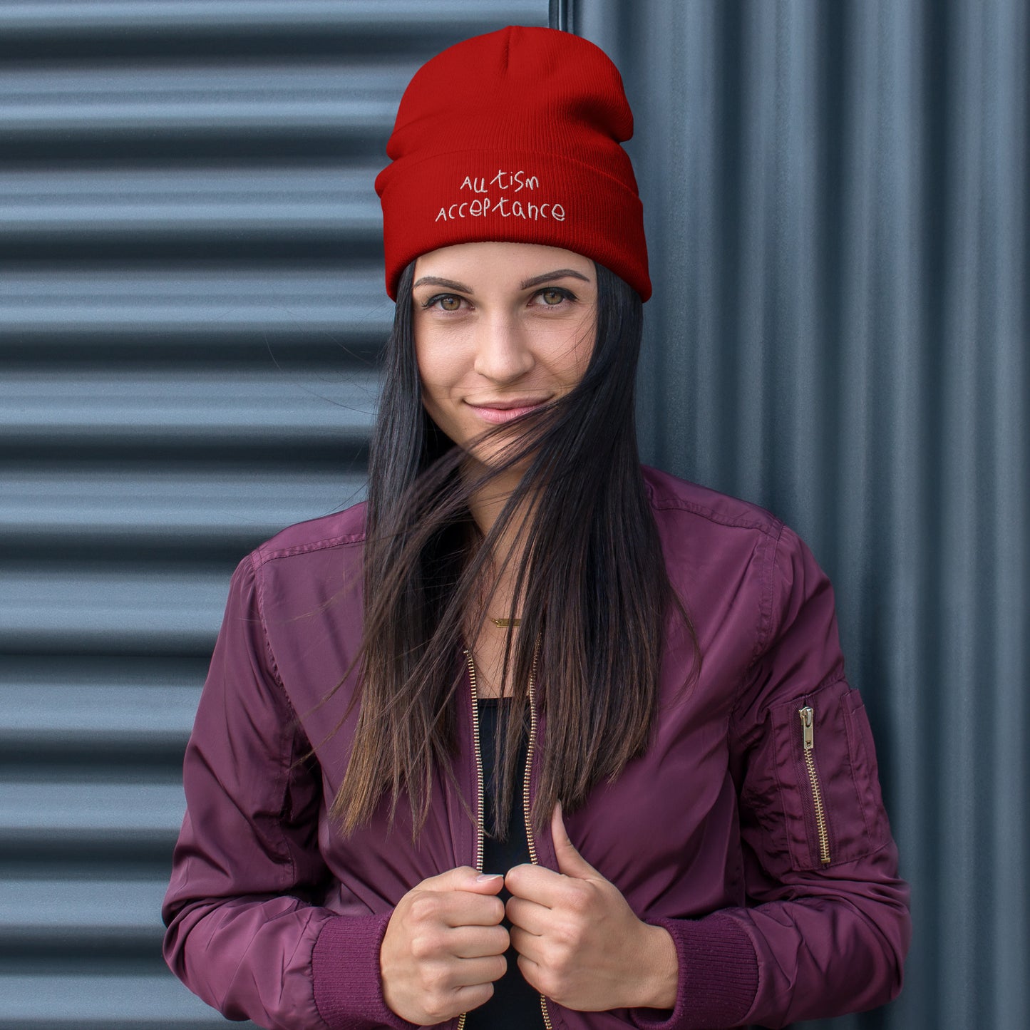 Red Autism Acceptance Beanie