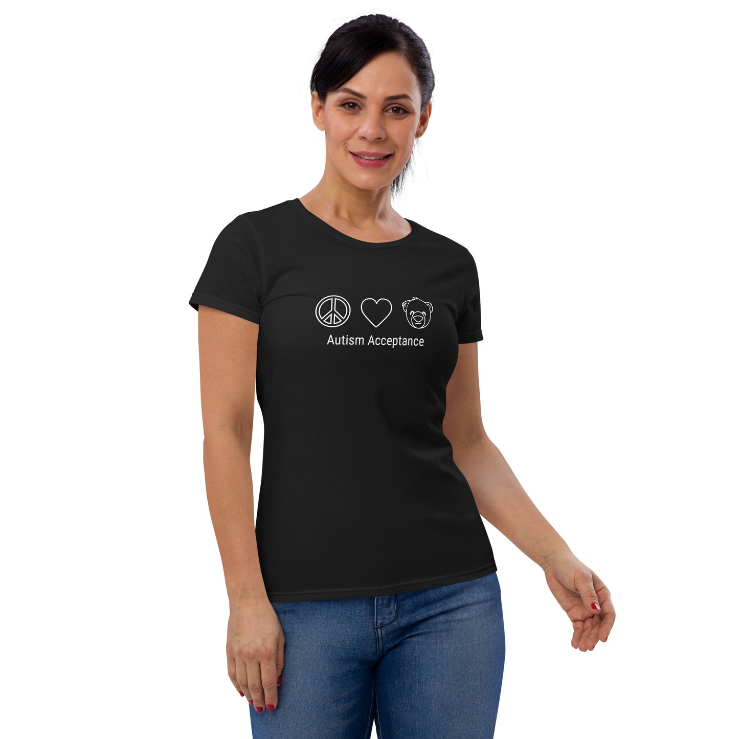 Peace Love Bear Autism Acceptance Women's Short Sleeve T-Shirt