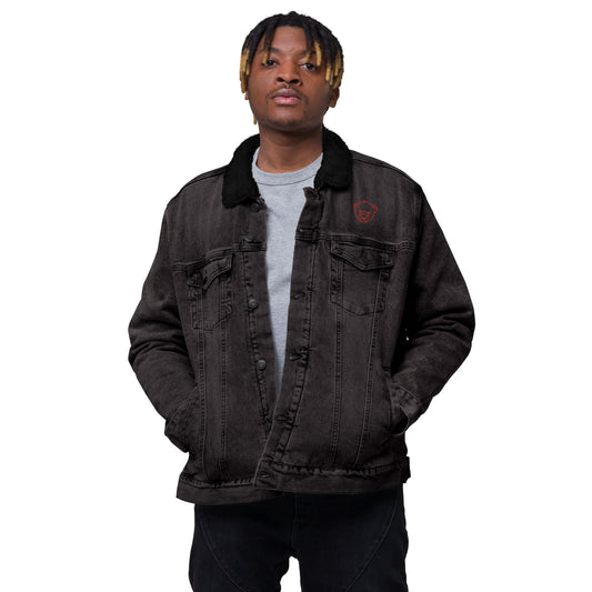 WeBearish Denim and Sherpa Jacket (Black/Red)